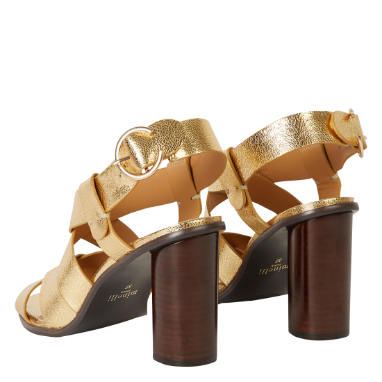 MINELLI EN REMISE THIYA - Sandales à talon en cuir métallisé | Doré