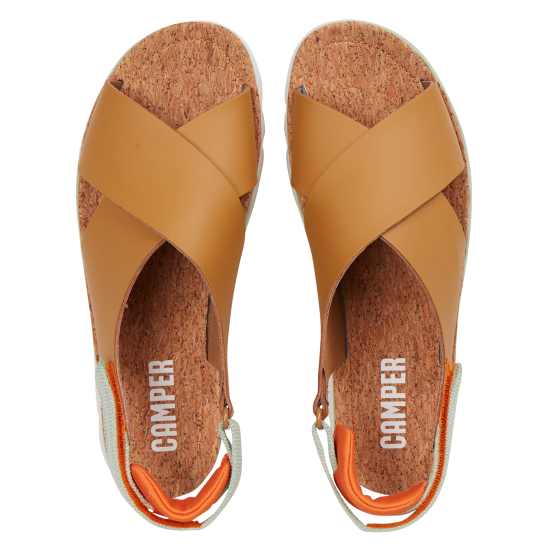 CAMPER EN REMISE Oruga Sandal - Sandales plates en cuir mélangé | Marron