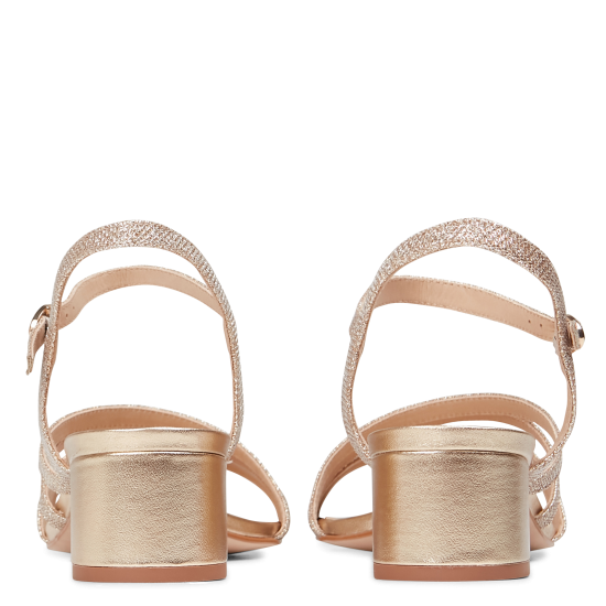 COSMOPARIS PAS CHER ZEDI-GLIT - Sandale à talon ZEDI en cuir métallisé | Doré