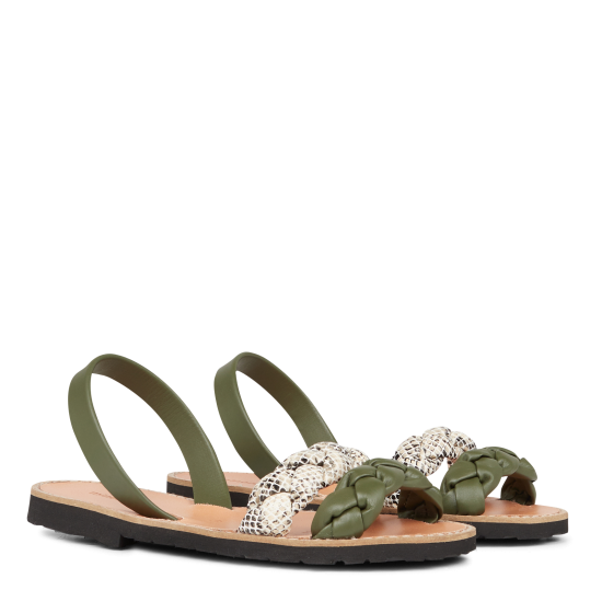 MINORQUINES PAS CHER AVARCA - Sandales à brides tressées en cuir | Vert