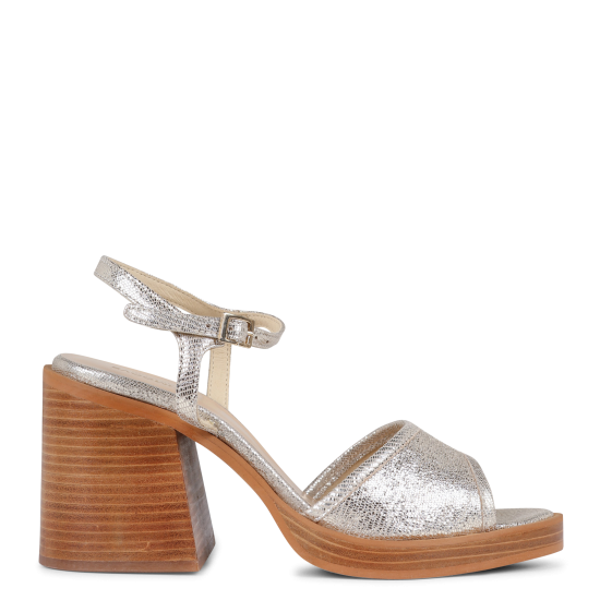 SCHMOOVE DÉSTOCKAGE FLARE - Sandales à talon en cuir métallisé | Doré