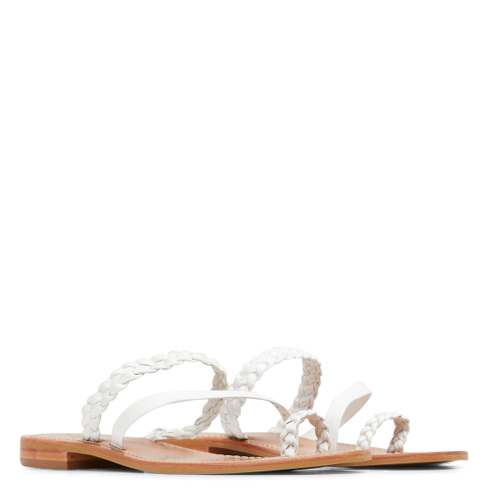 COULEUR POURPRE EN REMISE DOMS - Sandales plates en cuir | Blanc