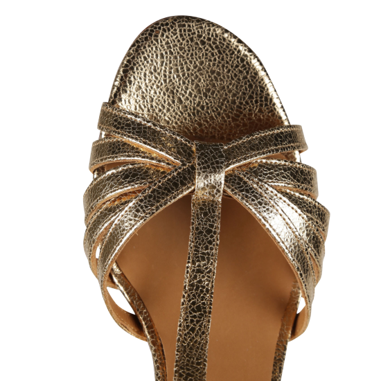 RIVECOUR EN REMISE SANDALES N°22 - Sandales à talon en cuir métallisé | Doré