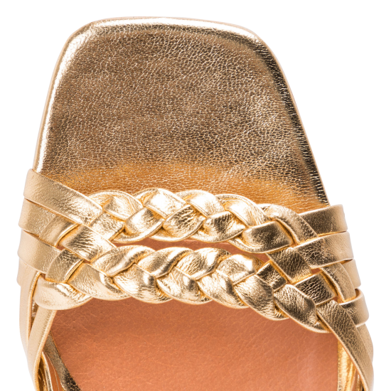 JONAK EN REMISE VICTUS - Sandales à talon en cuir métallisé | Doré