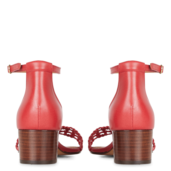 RIVECOUR PAS CHER SANDALES N°890 - Sandales à talon en cuir | Rouge